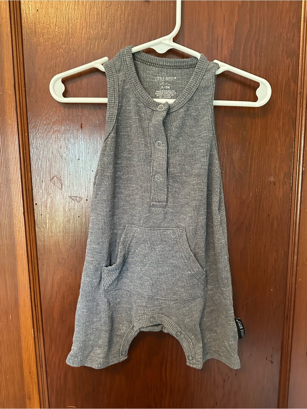 Little Bipsy Gray Ribbed Tank Romper Top